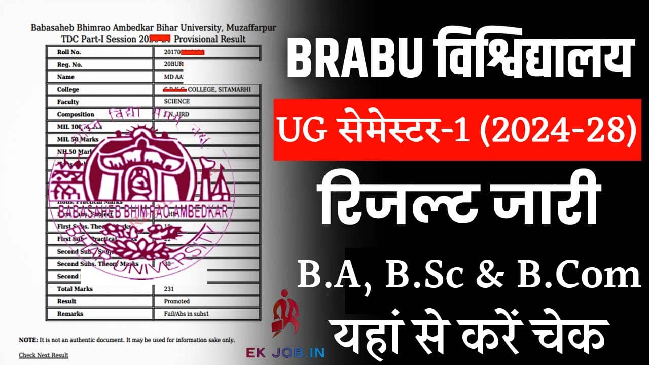 BRABU UG 1st Semester Result 2025